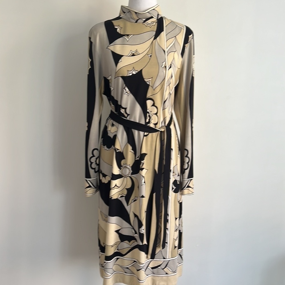 𝅺GENE Berk Paganne 1970s Vintage Print Jersey Designer Dress